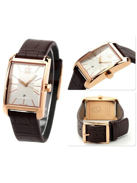  Shop Authentic Calvin Klein Window White Dial Brown Leather Strap Watch for Women - K2M23620 - Luxxuri