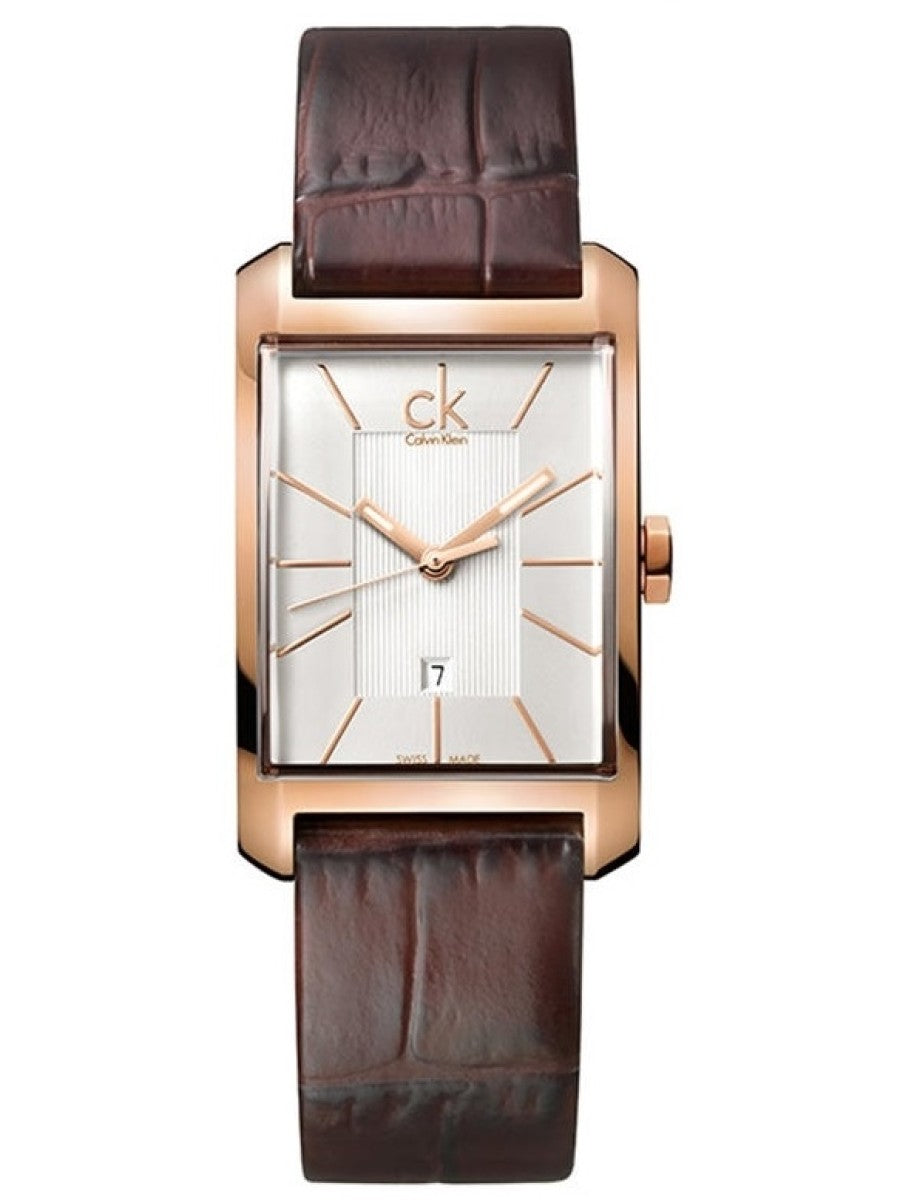  Shop Authentic Calvin Klein Window White Dial Brown Leather Strap Watch for Women - K2M23620 - Luxxuri
