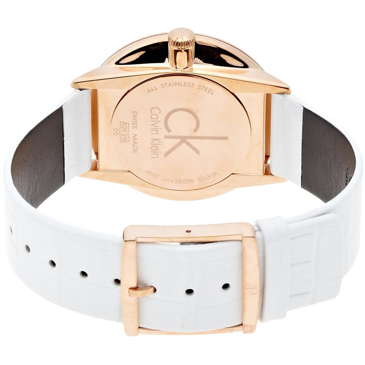  Shop Authentic Calvin Klein Accent Silver Dial White Leather Strap Watch for Women - K2Y216K6 - Luxxuri