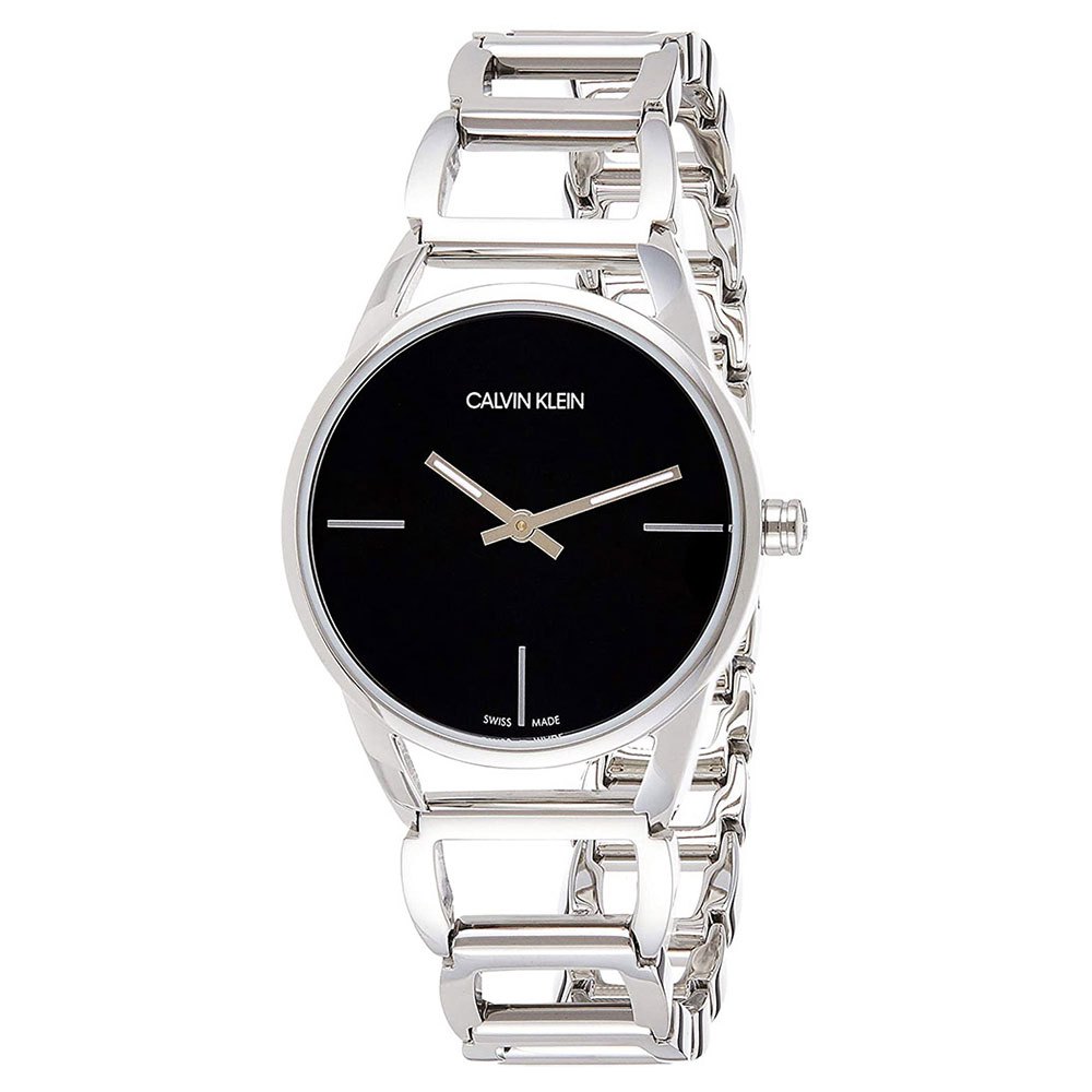  Shop Authentic Calvin Klein Stately Black Dial Silver Steel Strap Watch for Women - K3G23121 - Luxxuri