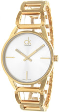  Shop Authentic Calvin Klein Stately Silver Dial Gold Steel Strap Watch for Women - K3G23526 - Luxxuri