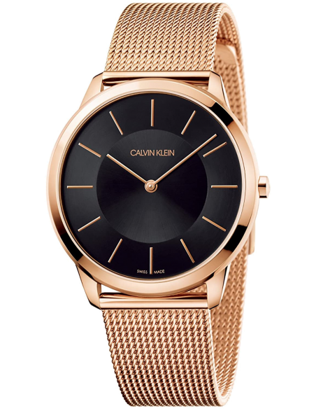 Shop Authentic Calvin Klein Minimal Black Dial Rose Gold Mesh Bracelet Watch for Men - K3M2162Y - Luxxuri