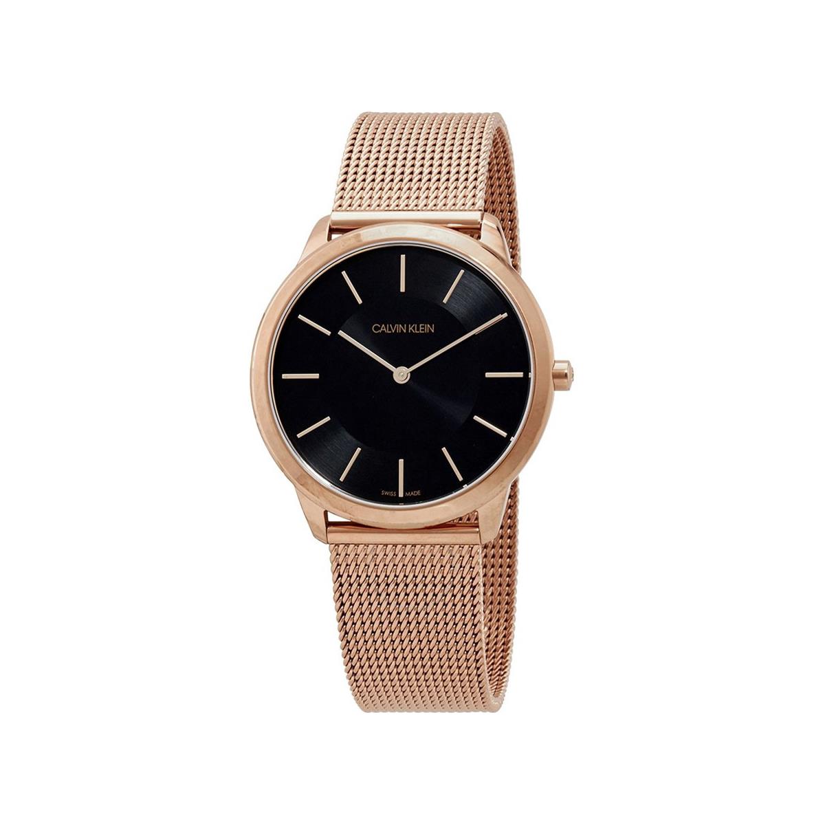  Shop Authentic Calvin Klein Minimal Black Dial Rose Gold Mesh Bracelet Watch for Women - K3M2262Y - Luxxuri