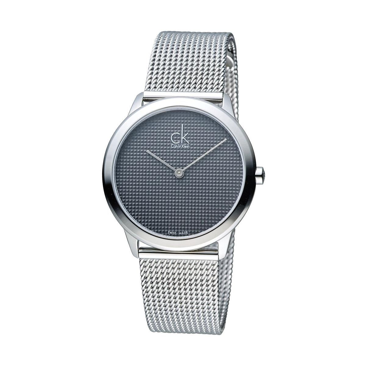  Shop Authentic Calvin Klein Minimalist Black Dial Silver Mesh Bracelet Watch for Men - K3M2112X - Luxxuri