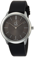  Shop Authentic Calvin Klein Minimal Grey Dial Black Leather Strap Watch for Men - K3M221C4 - Luxxuri