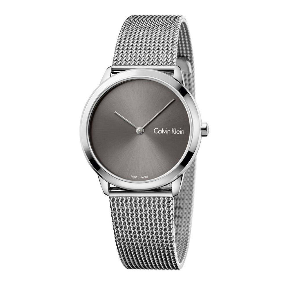  Shop Authentic Calvin Klein Minimal Grey Dial Silver Mesh Bracelet Watch for Women - K3M221Y3 - Luxxuri