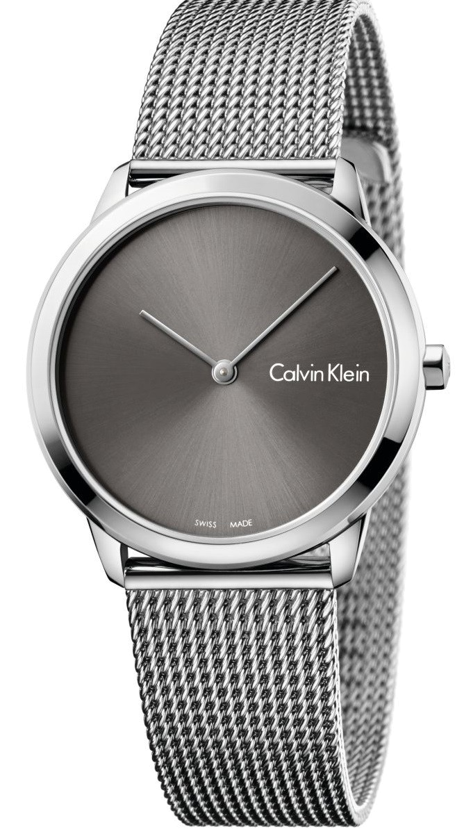  Shop Authentic Calvin Klein Minimal Grey Dial Silver Mesh Bracelet Watch for Men - K3M22124 - Luxxuri