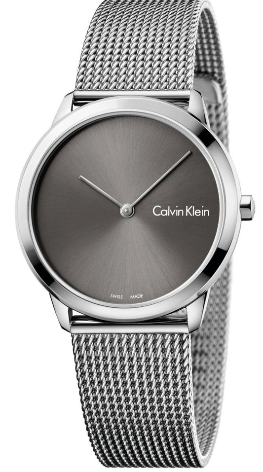  Shop Authentic Calvin Klein Minimal Grey Dial Silver Mesh Bracelet Watch for Men - K3M22124 - Luxxuri