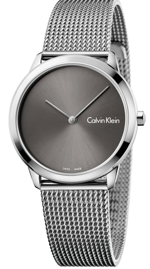  Shop Authentic Calvin Klein Minimal Grey Dial Silver Mesh Bracelet Watch for Men - K3M22124 - Luxxuri