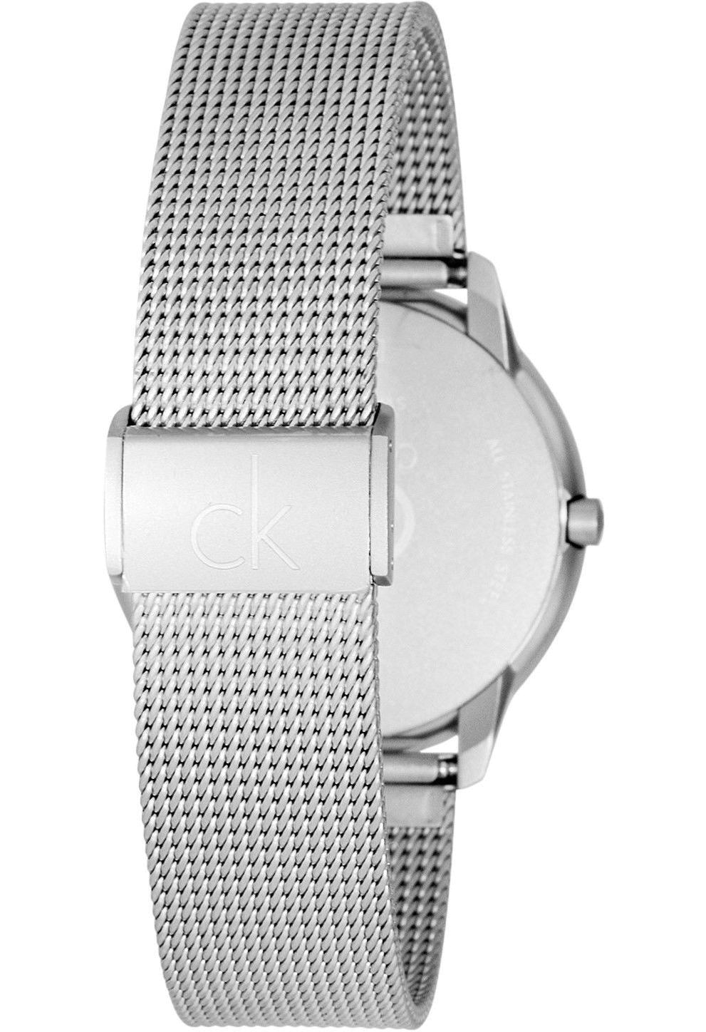 Calvin Klein Minimal Grey Dial Silver Mesh Bracelet Watch for Women - K3M221Y3