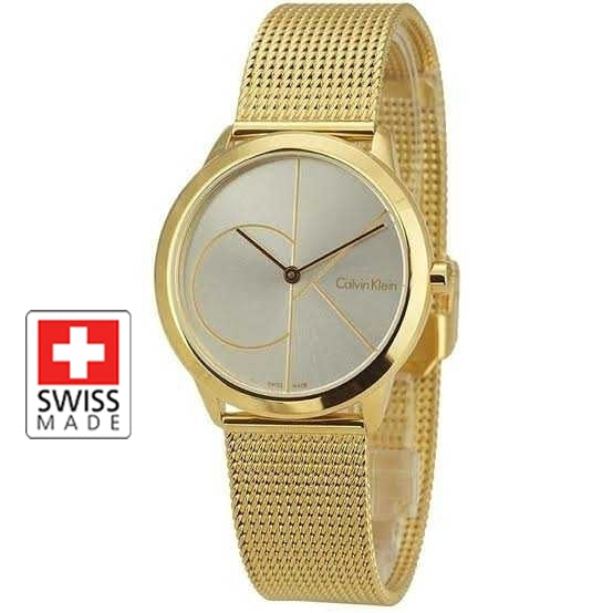  Shop Authentic Calvin Klein Minimal Silver Dial Gold Mesh Bracelet Watch for Women - K3M22526 - Luxxuri
