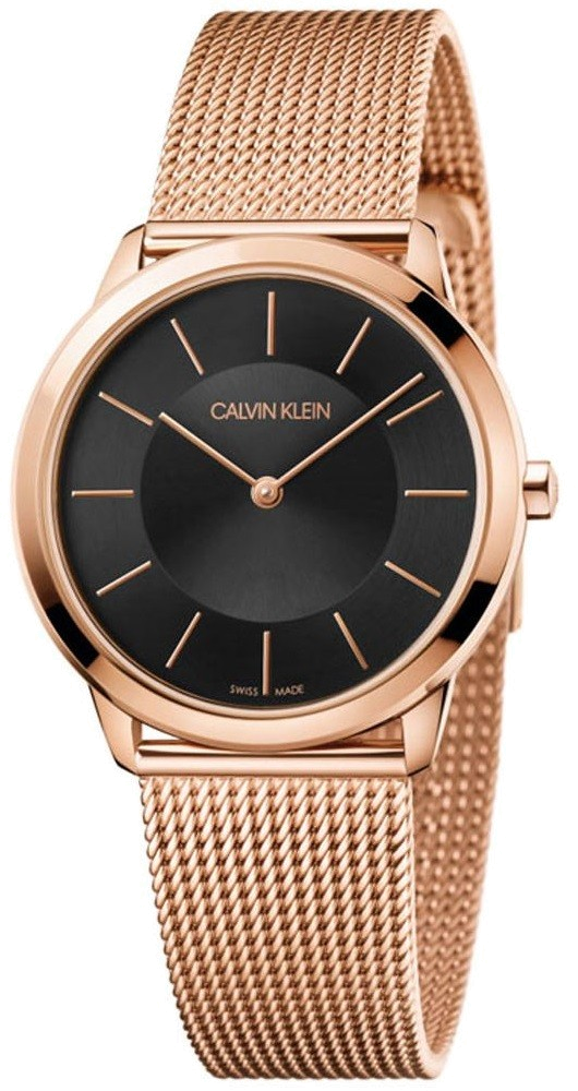  Shop Authentic Calvin Klein Minimal Black Dial Rose Gold Mesh Bracelet Watch for Women - K3M2262Y - Luxxuri