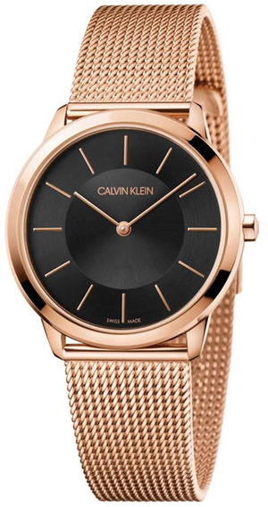  Shop Authentic Calvin Klein Minimal Black Dial Rose Gold Mesh Bracelet Watch for Women - K3M2262Y - Luxxuri
