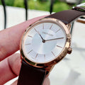  Shop Authentic Calvin Klein Minimal White Dial Brown Leather Strap Watch for Women - K3M226G6 - Luxxuri