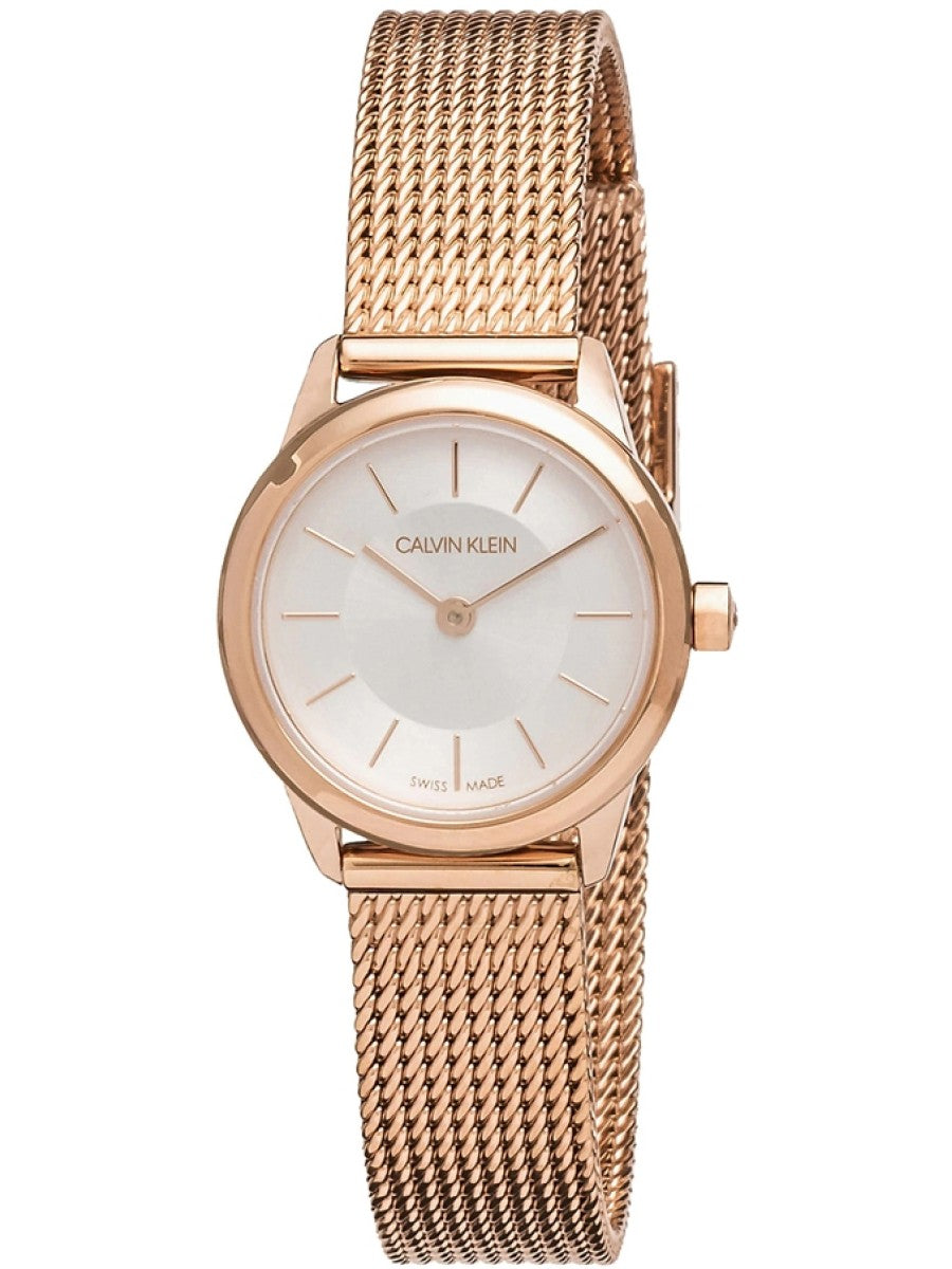  Shop Authentic Calvin Klein Minimal White Dial Rose Gold Mesh Bracelet Watch for Women - K3M23626 - Luxxuri