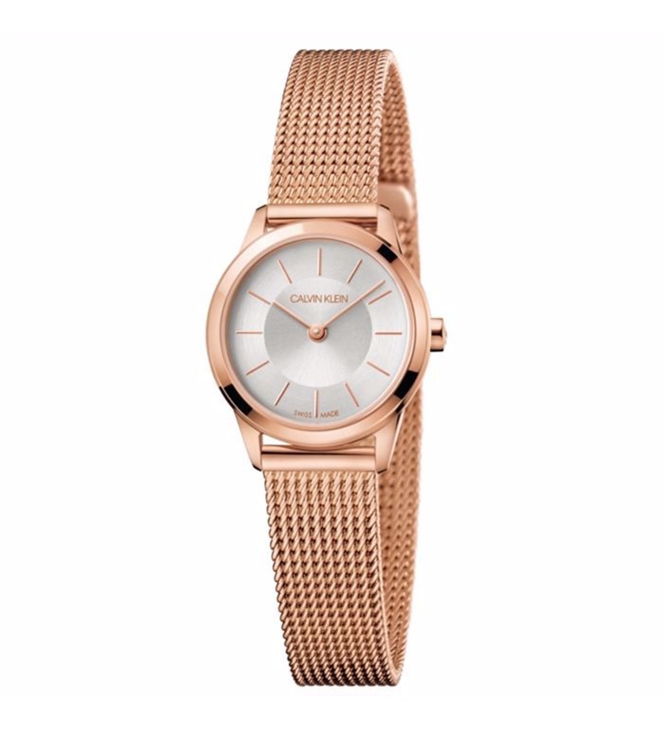  Shop Authentic Calvin Klein Minimal White Dial Rose Gold Mesh Bracelet Watch for Women - K3M23626 - Luxxuri