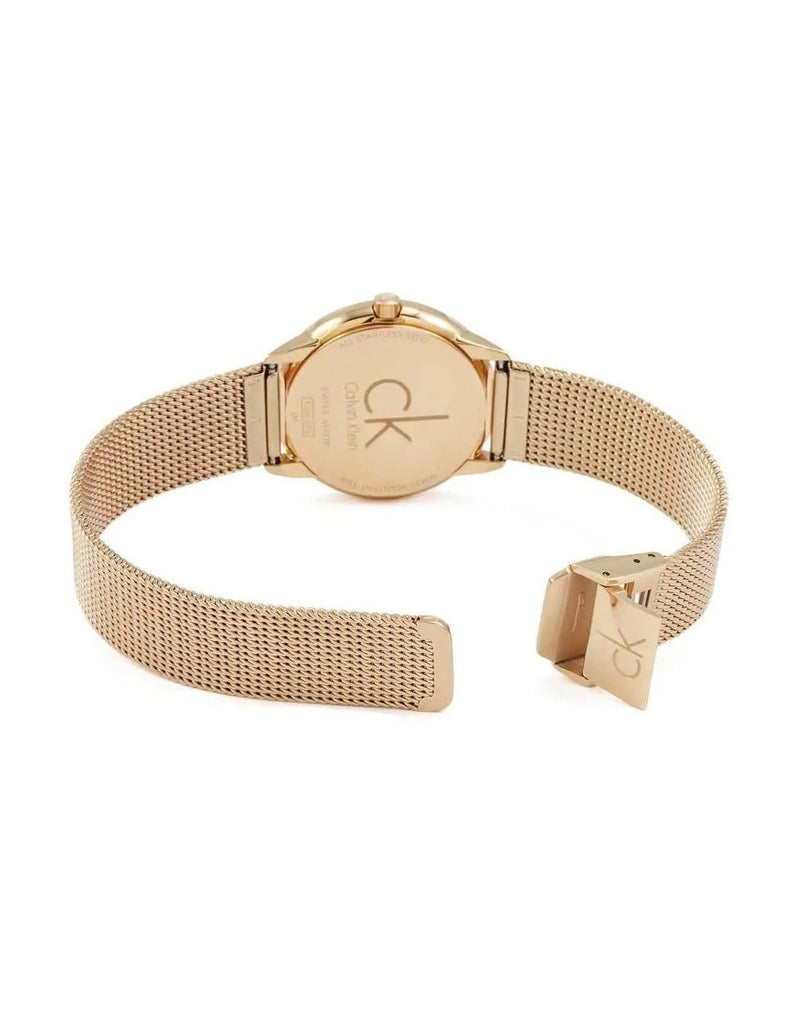  Shop Authentic Calvin Klein Minimal White Dial Rose Gold Mesh Bracelet Watch for Women - K3M23626 - Luxxuri