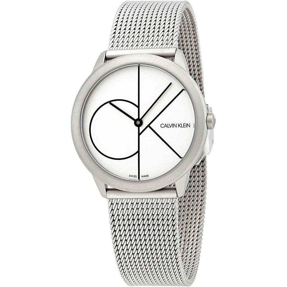  Shop Authentic Calvin Klein Minimal White Dial Silver Mesh Bracelet Watch for Women - K3M5215X - Luxxuri