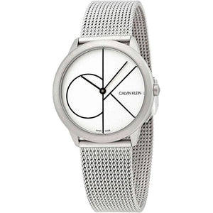  Shop Authentic Calvin Klein Minimal White Dial Silver Mesh Bracelet Watch for Women - K3M5215X - Luxxuri