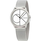  Shop Authentic Calvin Klein Minimal White Dial Silver Mesh Bracelet Watch for Women - K3M5215X - Luxxuri