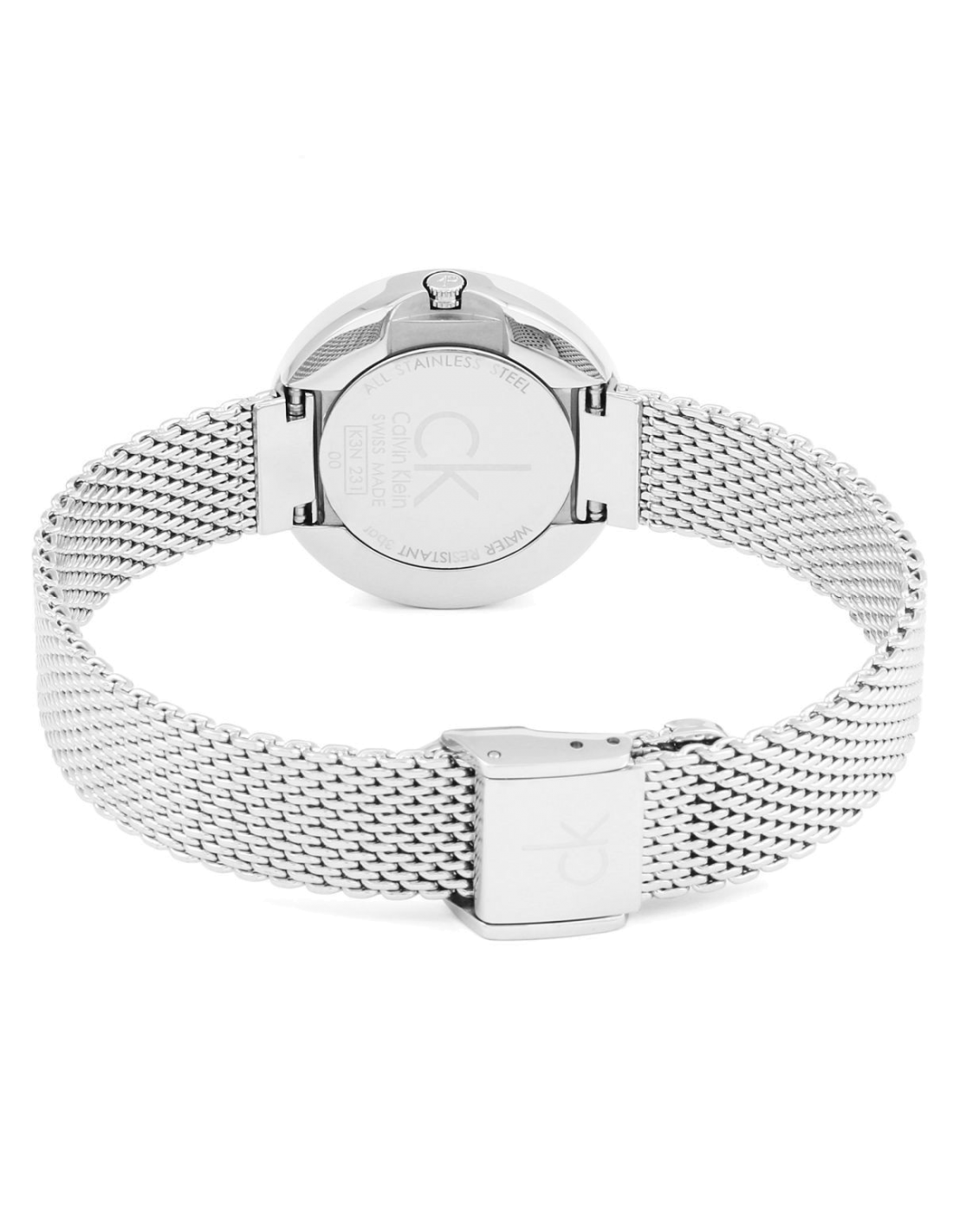  Shop Authentic Calvin Klein Firm White Dial Silver Mesh Bracelet Watch for Women - K3N23126 - Luxxuri