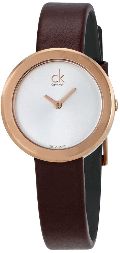  Shop Authentic Calvin Klein Firm White Dial Brown Leather Strap Watch for Women - K3N236G6 - Luxxuri