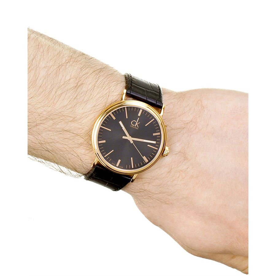  Shop Authentic Calvin Klein Surround Black Dial Black Leather Strap Watch for Men - K3W216C1 - Luxxuri