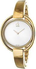  Shop Authentic Calvin Klein Impetuous White Dial Gold Steel Strap Watch for Women - K4F2N516 - Luxxuri