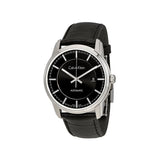  Shop Authentic Calvin Klein Infinity Automatic Black Dial Black Leather Strap Watch for Men - K5S341C1 - Luxxuri