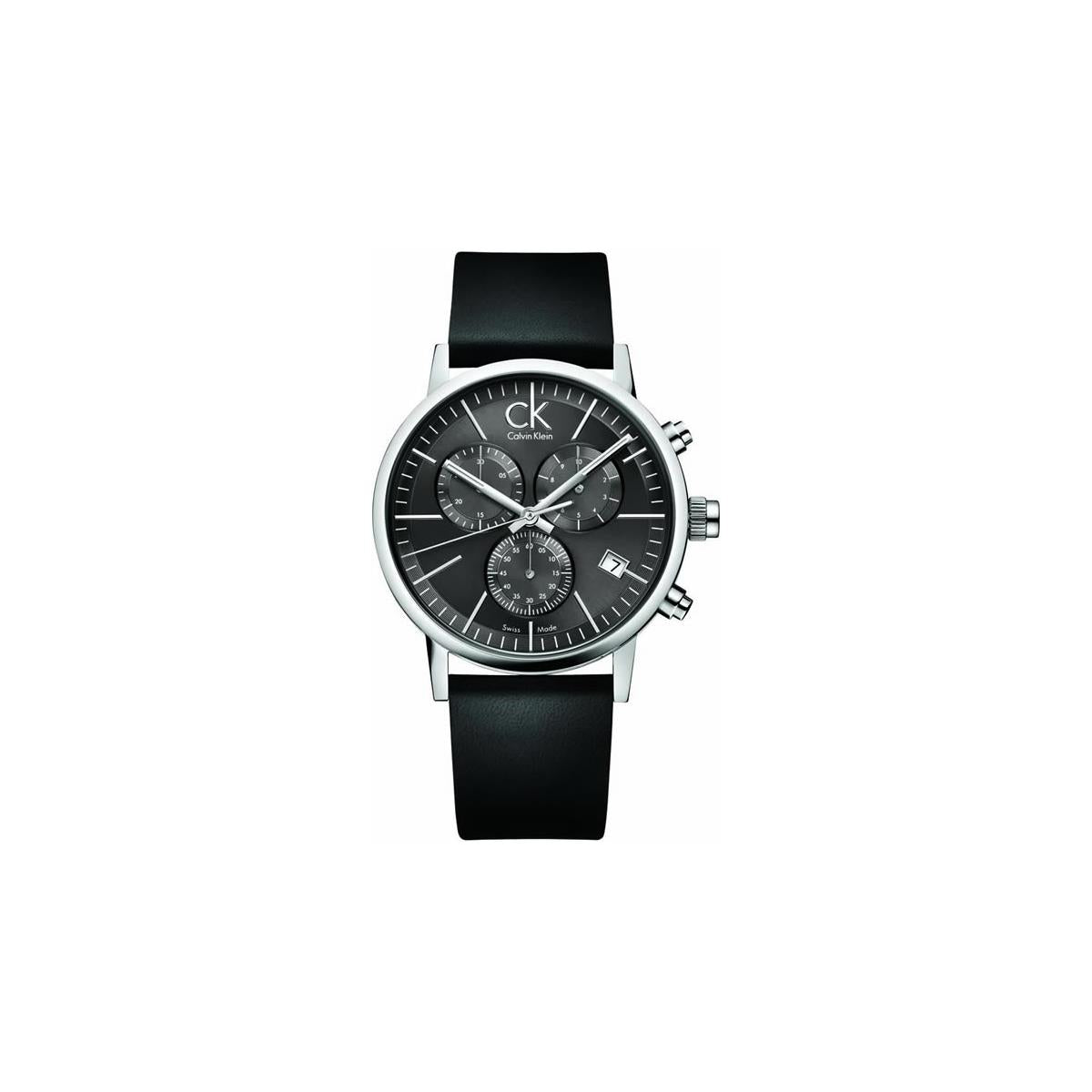  Shop Authentic Calvin Klein Post Minimal Chronograph Black Dial Black Leather Strap Watch for Men - K7627107 - Luxxuri