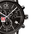  Shop Authentic Calvin Klein Post Minimal Chronograph Black Dial Black Leather Strap Watch for Men - K7627401 - Luxxuri