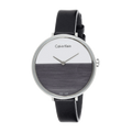  Shop Authentic Calvin Klein Rise White Grey Dial Black Leather Strap Watch for Women - K7A231C3 - Luxxuri