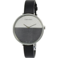  Shop Authentic Calvin Klein Rise White Grey Dial Black Leather Strap Watch for Women - K7A231C3 - Luxxuri