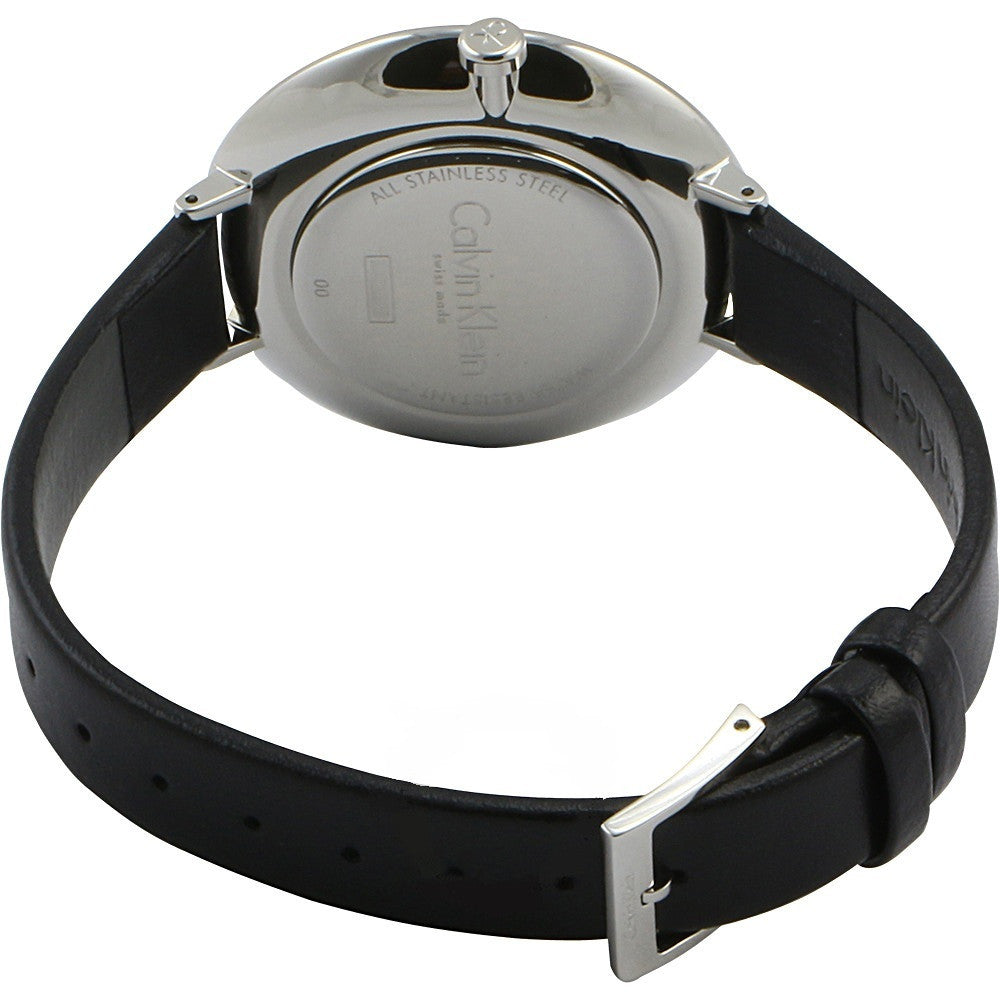 Shop Authentic Calvin Klein Rise White Grey Dial Black Leather Strap Watch for Women - K7A231C3 - Luxxuri