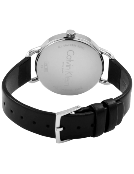  Shop Authentic Calvin Klein Even Silver Black Leather Strap Watch for Women - K7B231C6 - Luxxuri