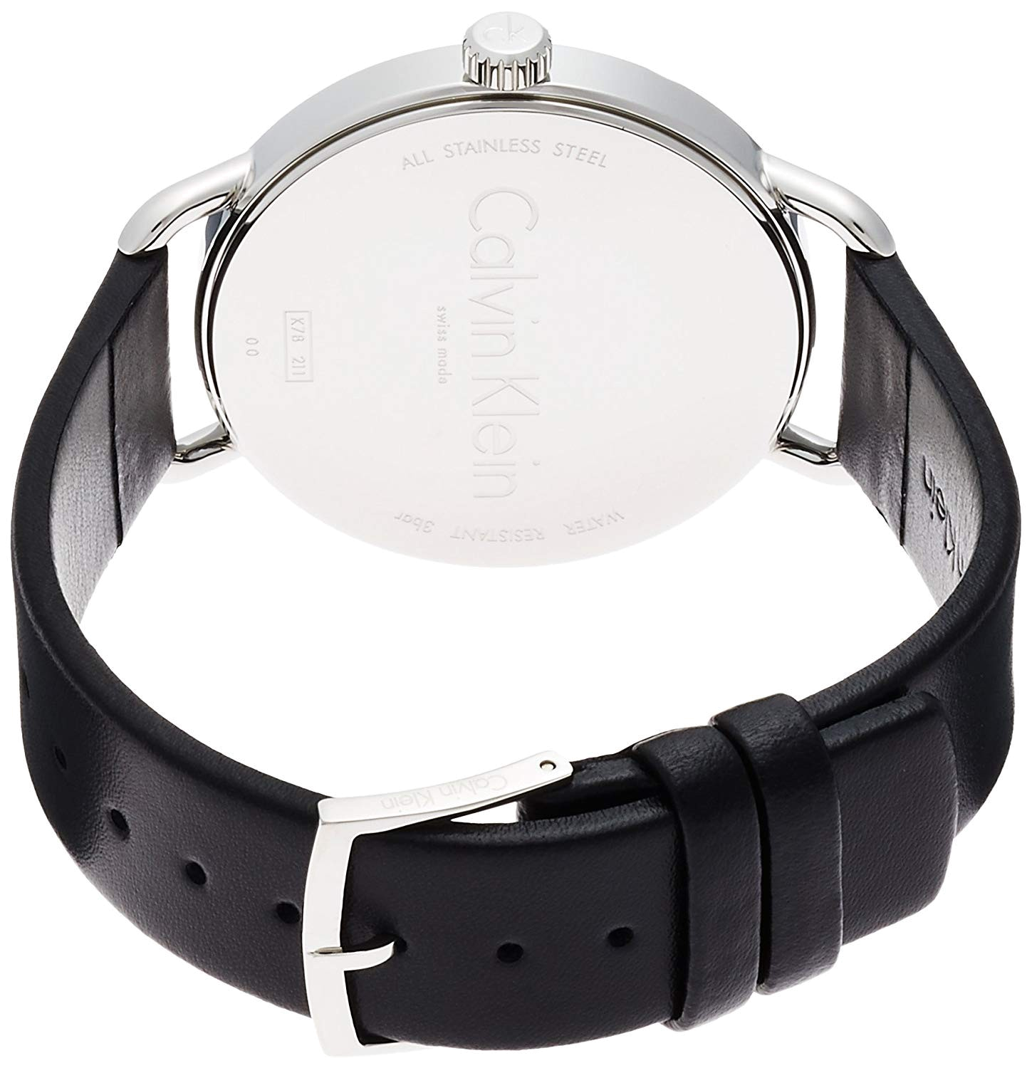  Shop Authentic Calvin Klein Even Silver Black Leather Strap Watch for Women - K7B231C6 - Luxxuri