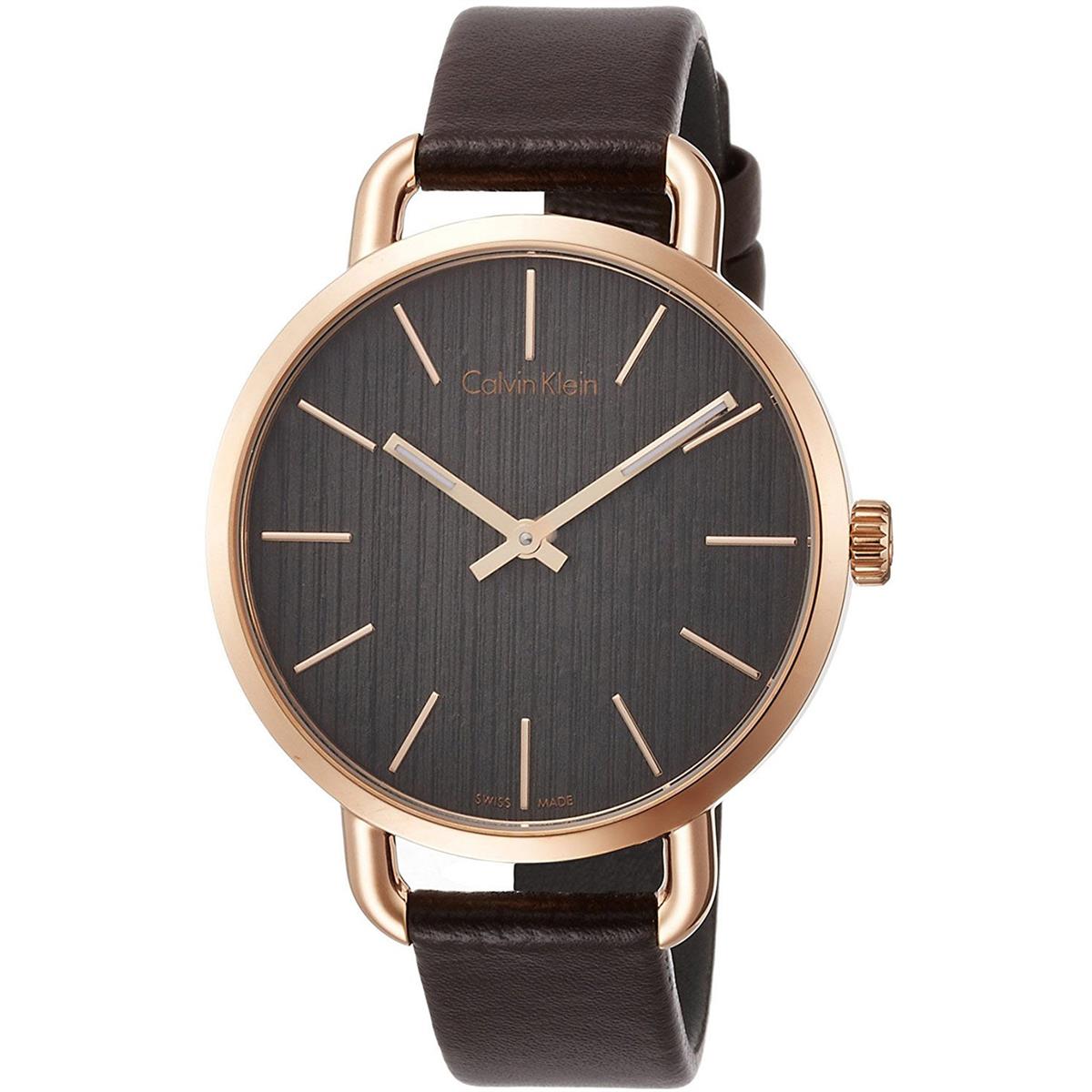  Shop Authentic Calvin Klein Even Grey Dial Brown Leather Strap Watch for Women - K7B236G3 - Luxxuri
