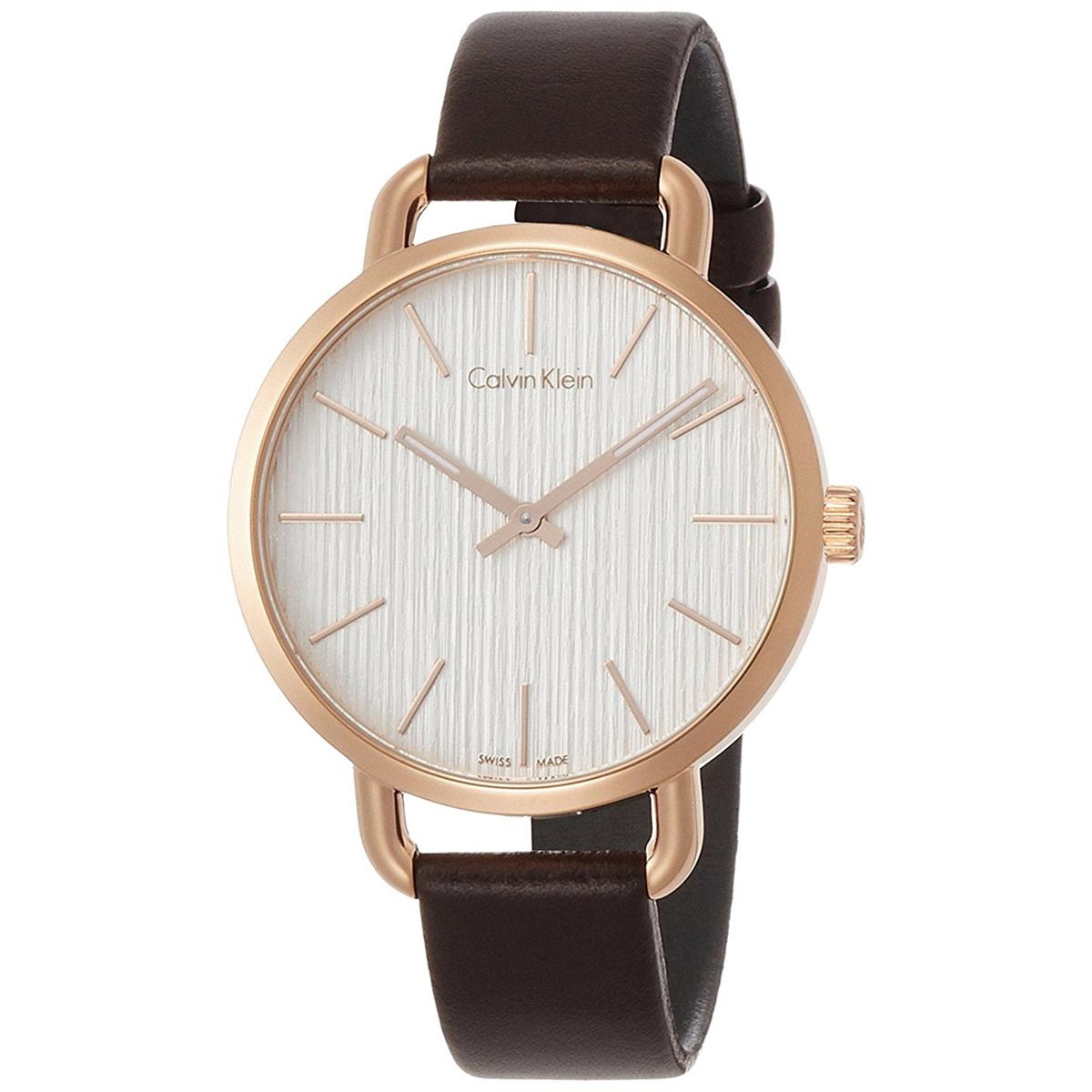  Shop Authentic Calvin Klein Even White Dial Brown Leather Strap Watch for Women - K7B236G6 - Luxxuri