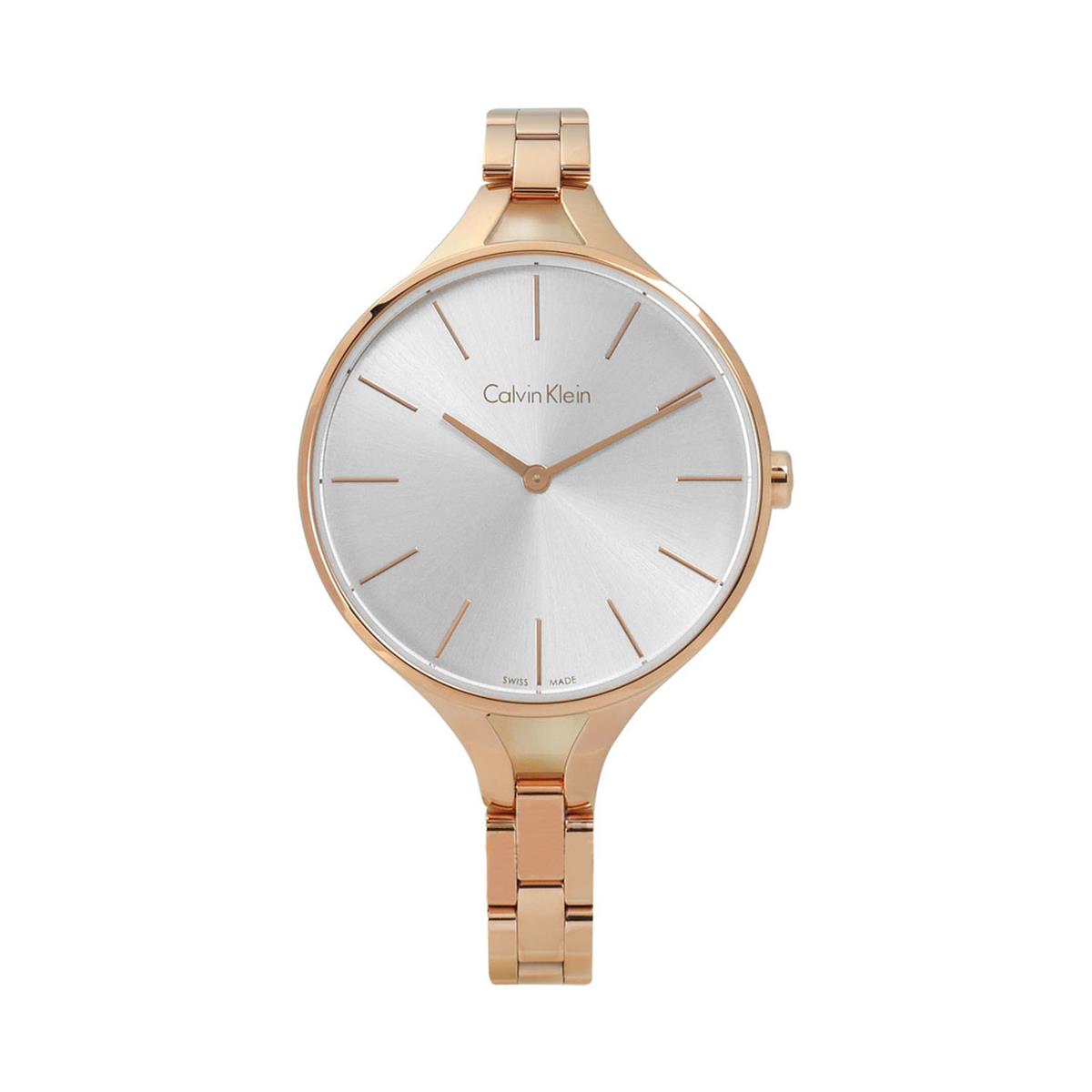  Shop Authentic Calvin Klein Graphic Silver Dial Rose Gold Steel Strap Watch for Women - K7E23646 - Luxxuri