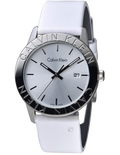  Shop Authentic Calvin Klein Steady Silver Dial White Leather Strap Watch for Women - K7Q211L6 - Luxxuri