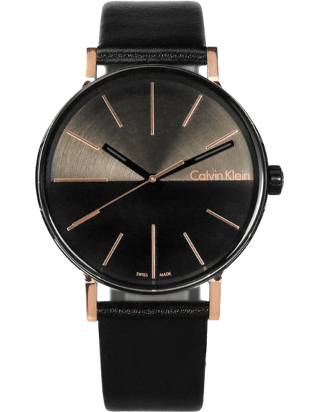  Shop Authentic Calvin Klein Boost Black Dial Black Leather Strap Watch for Men - K7Y21TCZ - Luxxuri