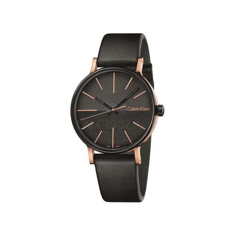  Shop Authentic Calvin Klein Boost Black Dial Black Leather Strap Watch for Men - K7Y21TCZ - Luxxuri