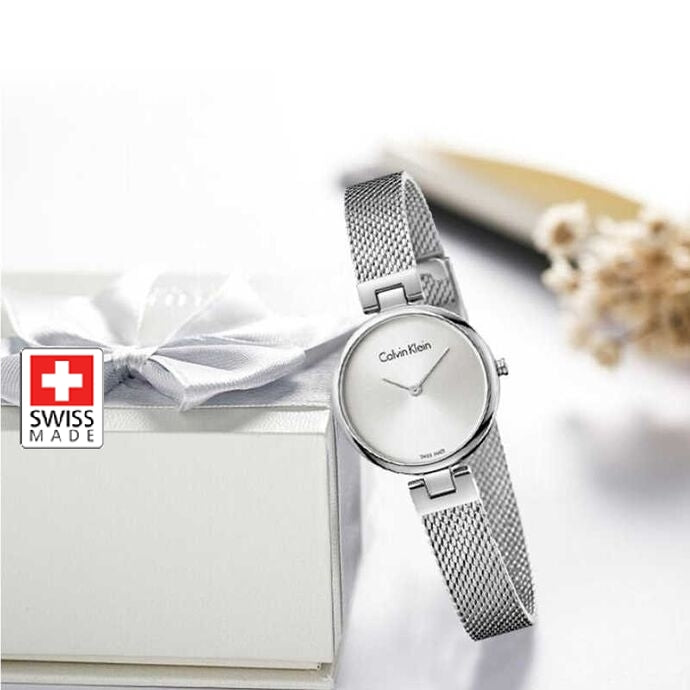  Shop Authentic Calvin Klein Authentic White Dial Silver Mesh Bracelet Watch for Women - K8G23126 - Luxxuri