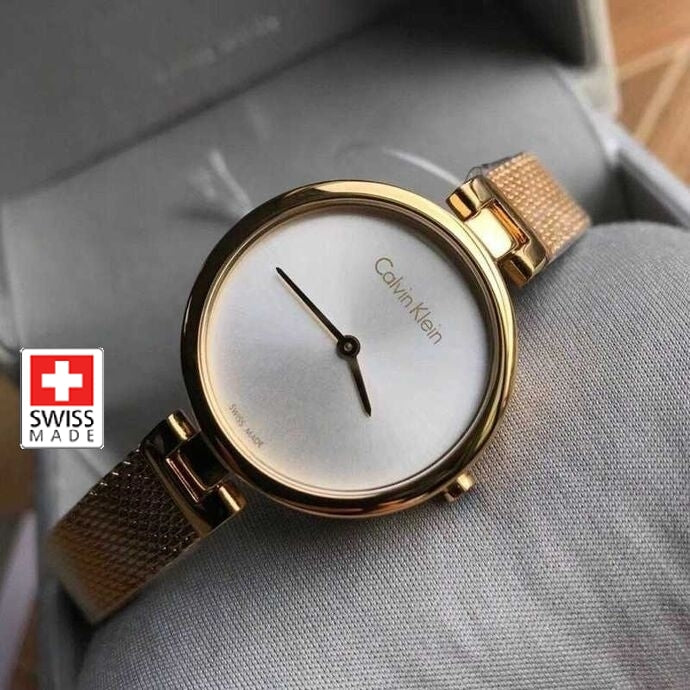  Shop Authentic Calvin Klein Authentic White Dial Rose Gold Mesh Bracelet Watch for Women - K8G23526 - Luxxuri