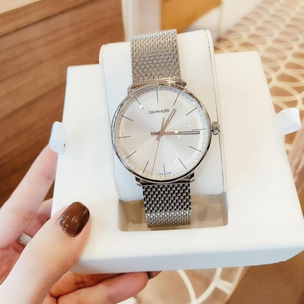  Shop Authentic Calvin Klein White Dial Silver Mesh Bracelet Watch for Women - K8M21126 - Luxxuri