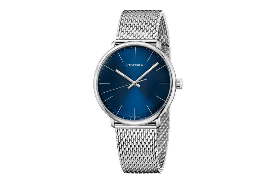  Shop Authentic Calvin Klein High Noon Quartz Blue Dial Silver Mesh Bracelet Watch for Men - K8M2112N - Luxxuri
