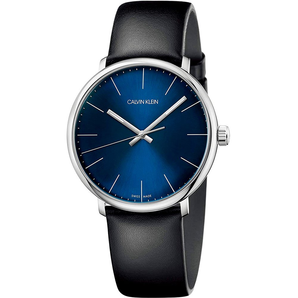  Shop Authentic Calvin Klein High Noon Quartz Blue Dial Black Leather Strap Watch for Men - K8M211CN - Luxxuri