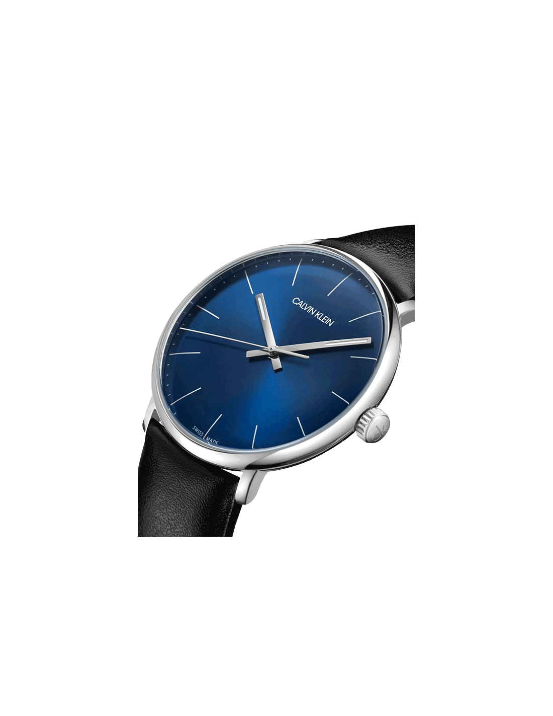  Shop Authentic Calvin Klein High Noon Quartz Blue Dial Black Leather Strap Watch for Men - K8M211CN - Luxxuri