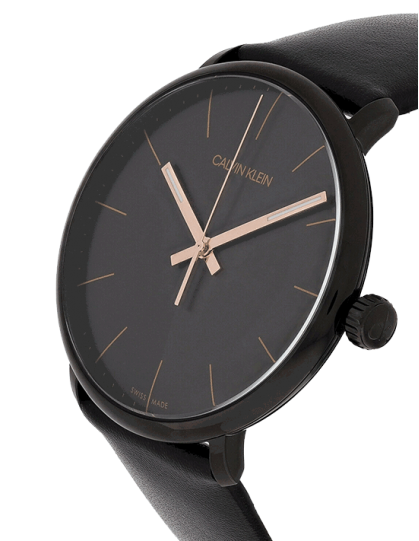  Shop Authentic Calvin Klein High Noon Quartz Black Dial Black Leather Strap Watch for Men - K8M214CB - Luxxuri