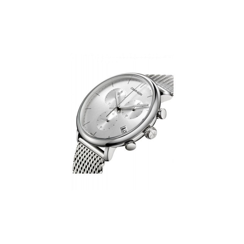  Shop Authentic Calvin Klein High Noon Silver Dial Silver Mesh Bracelet Watch for Men - K8M27126 - Luxxuri